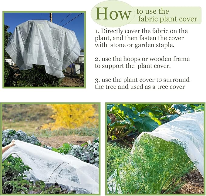 Plant Covers Freeze Protection 10x50ft Floating Row Cover 1.5oz/yd² Plant Covers for Winter Garden Fabric for Cold Sun Protection
