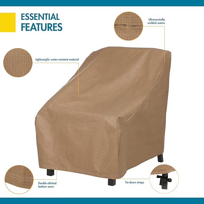 DUCKCOVERS Essential Water-Resistant 29 Inch Patio Chair Cover, Outdoor Chair Covers