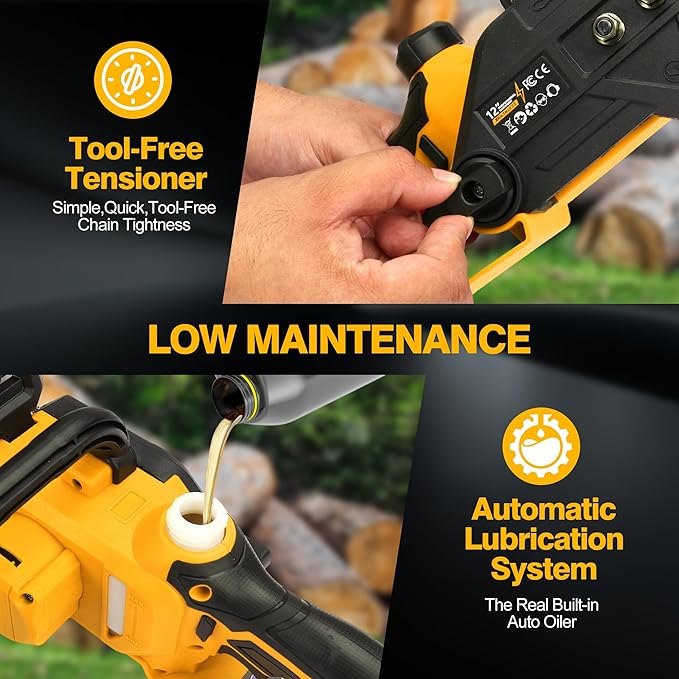 12" Electric Chainsaw Cordless, 20V Battery Powered Cordless Chain Saw, Chainsaw with 2 x 4.0Ah Lithium ion Battery and Charger for Wood Cutting, Tree Saw Trimming and Branch Pruning