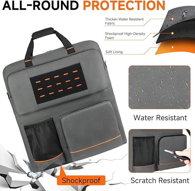 Solar Panel Storage Bag Compatible with Jackery SolarSaga 100/100X/200W & Anker Solix PS100/PS200, Padded Portable Carrying Case with Shoulder Strap & Pocket for Camping, RV, Outdoor, Gray