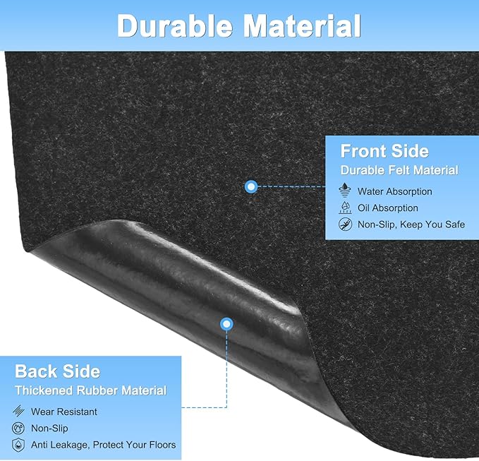 M METERXITY 3MM Thickened Outdoor Storage Shed Mat, 12.2 x 10.2 FT Garage Floor Mats with Reusable, Washable, Non Slip, Durable for Protects Garage Floors/Driveways/Entrance Doors/Deck [Gray]