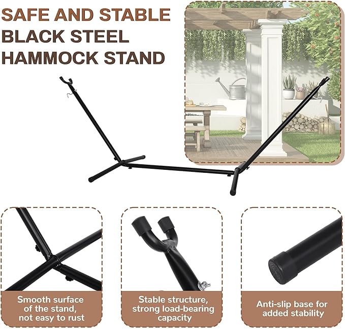 Elevon Hammock Stand, Heavy Duty Adjustable Steel Hammock, 9-Foot, 450-Pound Capacity, Weather Resistant and Easy to Assemble