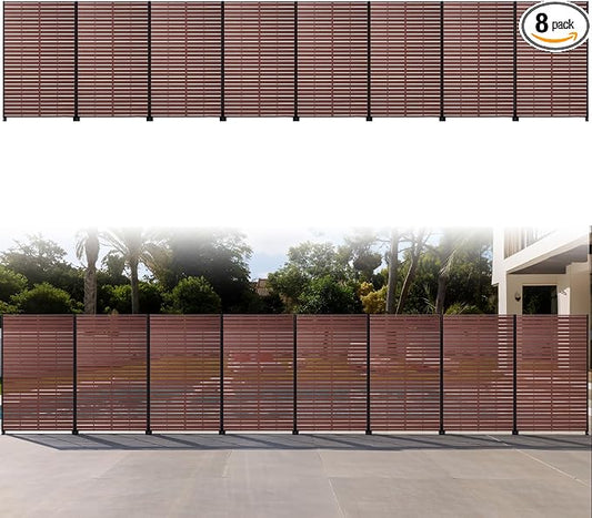 Privacy Screen Outdoor 72" Hx47 W Freestanding Privacy Panel with Stand, HDPE Decorative Privacy Fence with Sandblasting Louver Pattern, Patio Divider Screen, Privacy Screens for Outside