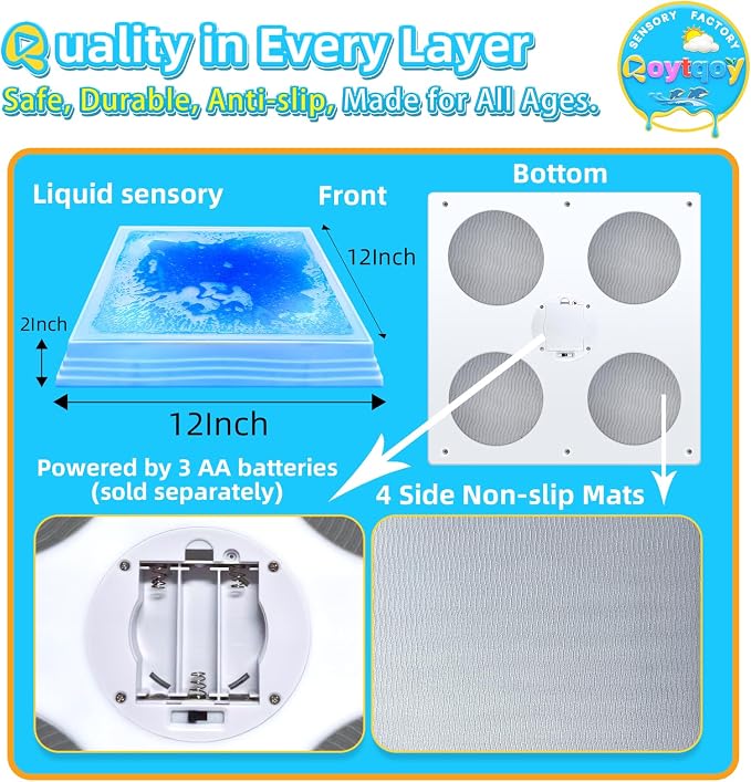 Light Up Stepping Stones for Kids Ages 3+, Sensory Stepping Stones with 7 Glow Colors & Liquid Motion, Non-Slip Indoor & Outdoor Toys for Toddler Balance & Motor Skills(6 Pack, Square)