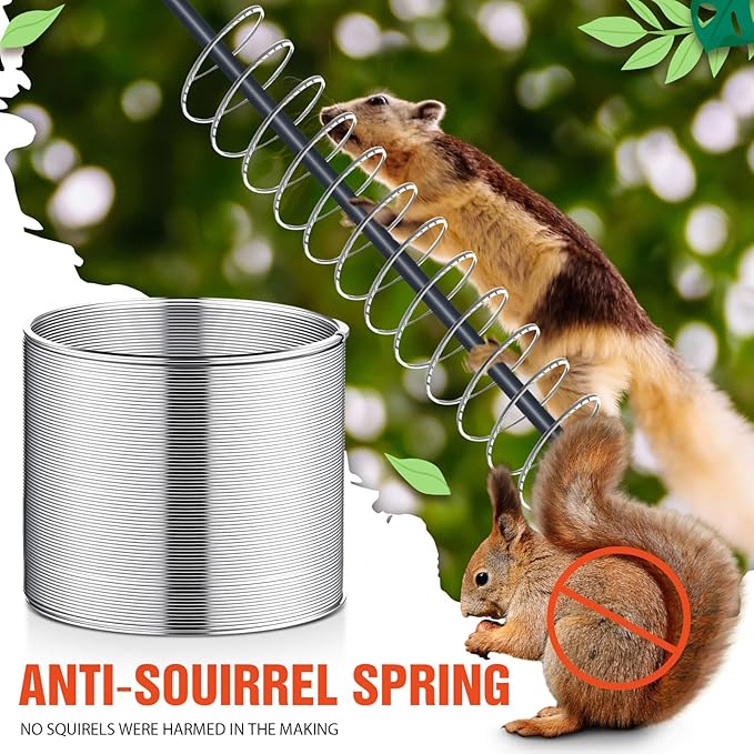 Qualirey 6 Pcs Metal Squirrel Baffle Squirrel Proof Spring for Bird Feeders Spring Coil Guard Protects Hanging Bird Feeders for Outdoor (Silver)