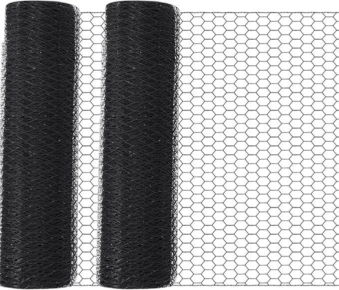 GlikCeil 16 in x 200 ft Chicken Wire Fencing Metal Floral Chicken Wire Mesh for Crafts Poultry Garden, 1 Inch Hexagonal Galvanized Hardware Cloth Netting for Poultry Coop Barrier Rabbit Cage(Black)