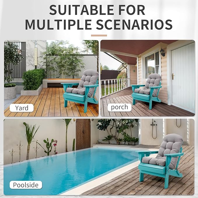 Adirondack Chair Cushion, High Back Patio Chair Cushions 48 x 19.7 x 4.7 Inch, Indoor/Outdoor Thickened Rocking Chair Cushion, Fade-Resistant & Waterproof (Grey, Set of 1)
