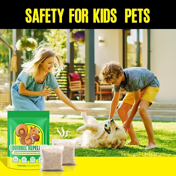 Squirrel Repellent Outdoor 12 Packs, Chipmunk Repellent Outdoor for Bird Feeders, Natural Squirrel Deterrent Keep Squirrels Out of Garden Yard, Squirrel Repellent for Attic Cars Engines Roof