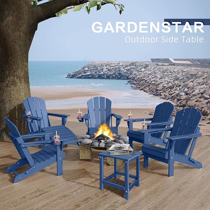 GARDENSTAR Outdoor Side Tables Adirondack, HDPE Small Table for Patio,Outside End Table for Porch, Deck, Pool, Weather Resistant/Easy Maintenance
