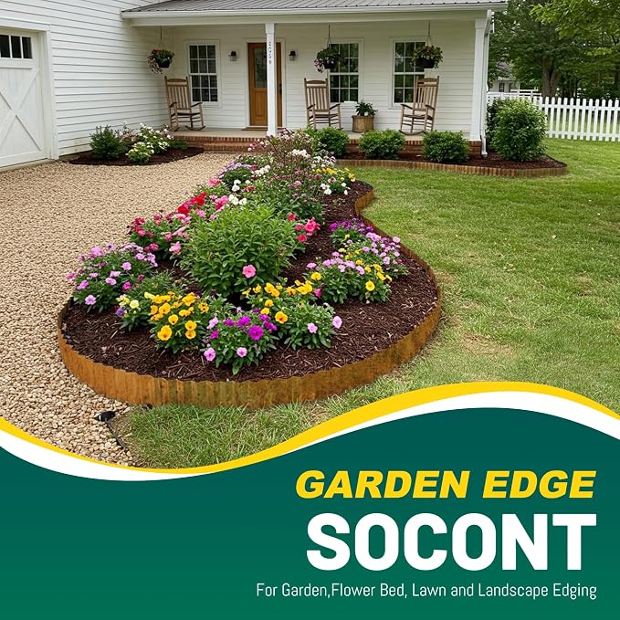 Corrugated Metal Garden Edging, 12"×10Ft Landscape Edging Border for Garden, Flower Bed, Lawn and Landscape Edging (Rusty)...