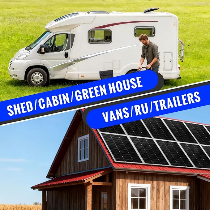 100W Monocrystalline Solar Panel Kit with 30A PWM Controller - 12V/24V High Efficiency Solar Panel for RV, Boat, Cabin, Off-Grid System-2pack