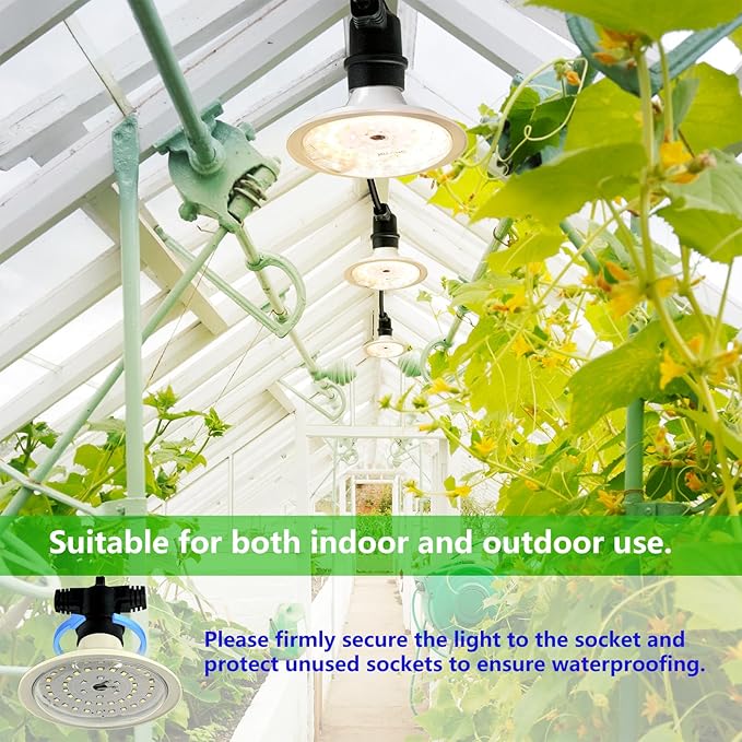 Outdoor LED Grow Lights, Waterproof String Grow Light, Full Spectrum Plant Growing Lights with 12Ft Adjustable Cord 3 Lights