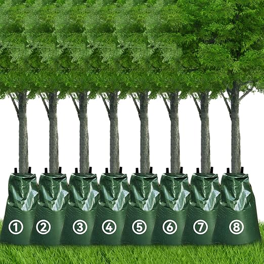 8 Packs Slow Release Tree Watering Bags - 20 Gallon Zippered Automatic Drip Irrigation Bags for New Planted and Transplanted Trees