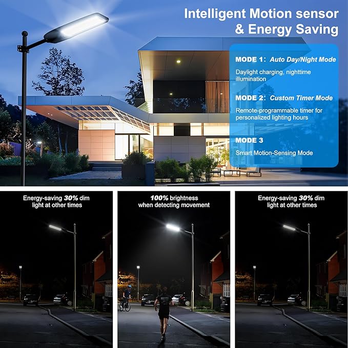 10000W Solar Street Lights Outdoor, Heavy Duty Solar Powered LED Flood Light Outside, Commercial Parking Lot Lighting Dusk to Dawn, Motion Sensor with Remote Waterproof for Garage, Pathway