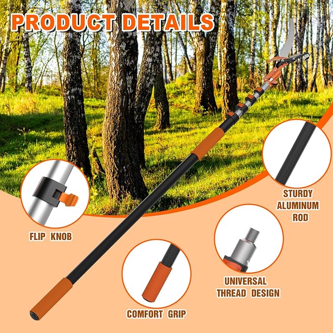 SISUPASSIE 26FT Reach Tree Trimmer, Telescoping Pole Saw with 5-20FT Extension Pole, Manual Tree Pruner Extendable for Yard, Garden, Patios
