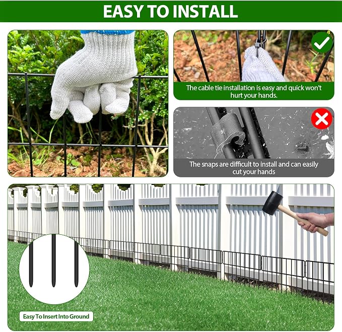 ULIOK 38 Panels Animal Barrier Fence, No Dig Fence 41.1ft(L) x12in(H), Garden Fences for Rabbits and Dog Ground Defense, Rustproof Metal Fences Border, Fenceing Bottom Blocker for Outdoor Yard Patio