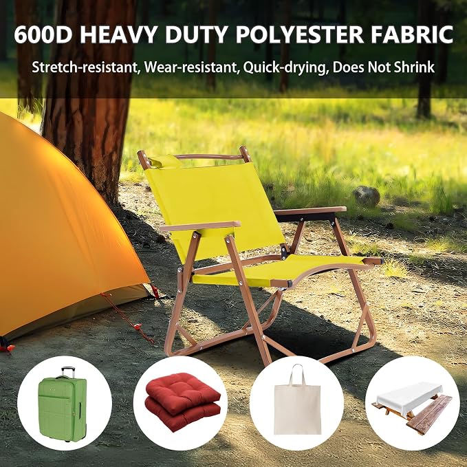 Waterproof Canvas Fabric by The Yard 58inch 600D Upholstery Material Polyester Fabric Outdoor Water Resistant Fabric for Sewing Chair Patio Cushion Purse Bag Interior, 12 Yard Yellow