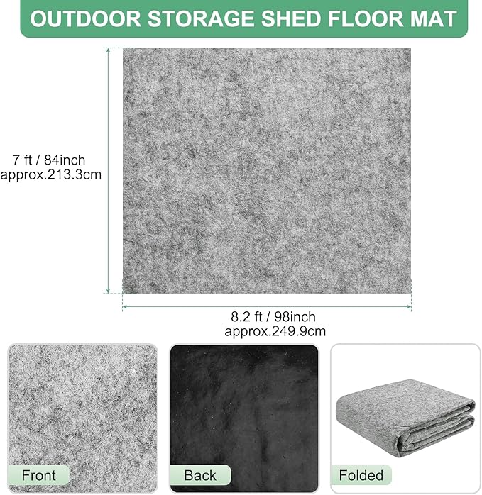M METERXITY Outdoor Storage Shed Mat, 7x8.2 FT Waterproof Small Shed Flooring Mat for Patio Furniture Floor Protecting from Wear/Liquid/Dust/Oil, Non-Slip Carport Pad [Grey White]