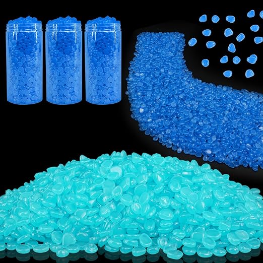 15000 Pcs Glow in The Dark Rocks Glowing Stones Glowing Fish Tank Pebbles Luminous Stone Glowing Stones for Garden Outdoor Patio Yard Landscaping Aquarium (Dark Blue)
