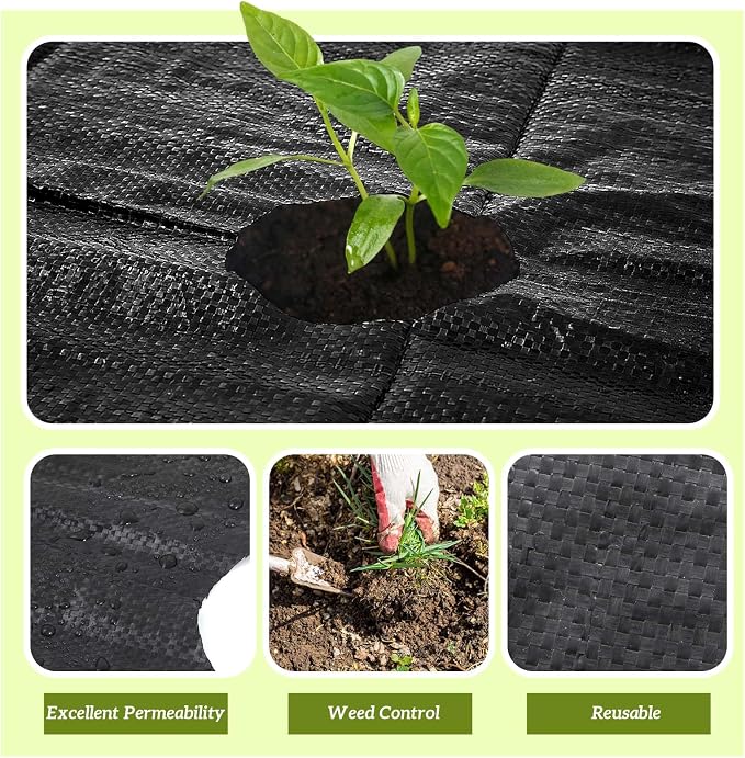 156 x 6.5 ft Garden Weed Barrier Landscape Fabric with Precut Planting Holes, Heavy Duty Weed Barrier Permeability Gardening Ground Cover Mat for Outdoor Greenhouse Planting, Vegetable Beds
