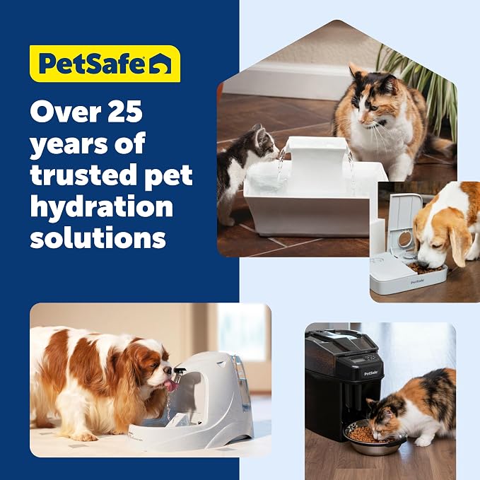 PetSafe Drinkwell Platinum Cat Water Fountain - Pet Fountain for All Pet Sizes, Encourages More Drinking, Includes Extra 3-Pack Replacement Carbon Filters, Indoor Use, Grey (168 oz/5L)