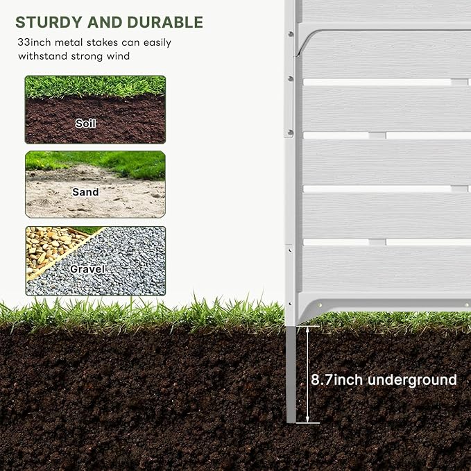 KINYING 45'' W x 50'' H Air Conditioner Fence Privacy Screen,2 Panels Pool Equipment Trash Can Enclosure Screen for Outdoor,Resin Fence Panels Kit,White
