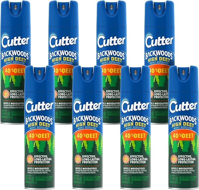 Cutter Backwoods High DEET Insect Repellent, Mosquito Repellent, 40% DEET, 11 Ounce (Pack of 8) (Aerosol Spray)