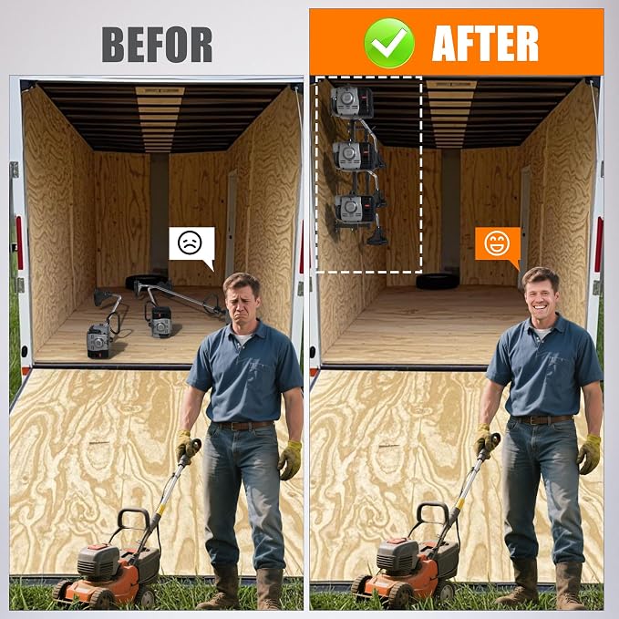 MELIPRON Weed eater Rack for Enclosed Trailer, Landscape Trimmer Rack for for Lawn Equipment, Weed Wack Holder for Yard Lawn Tools Equipment