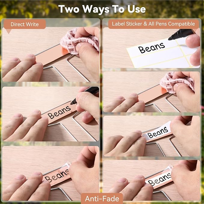 Greaner 30PCS Copper Plant Tags, 2.6" x 10" Metal Plant Markers with Rainproof PET Film & Permanent Pen, Reusable Garden Signs for Vegetables、Fruits、Seeds
