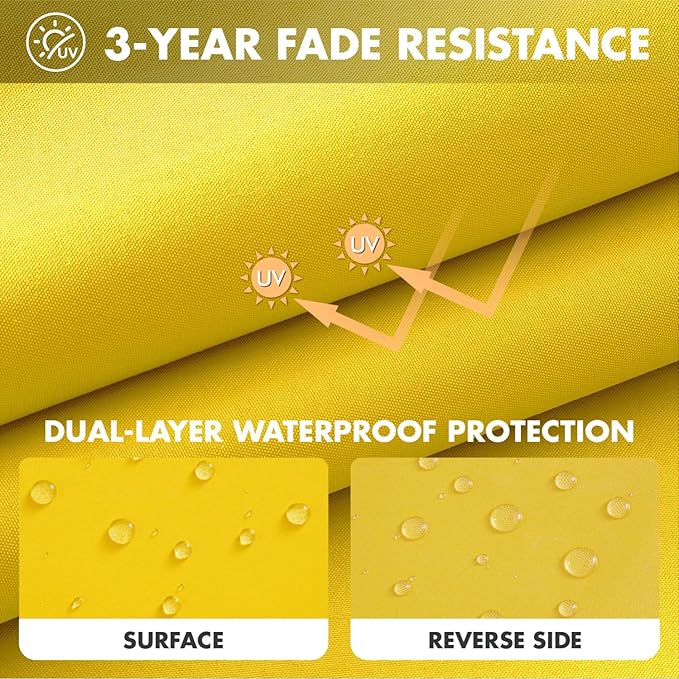 MIULEE Yellow Outdoor Seat Cushion 22x24 Inch Waterproof & 3 Year Fade Resistant Deep Seat and Back Cushion for Patio Furniture Chair Sofa Couch with Handle and Adjustable Straps