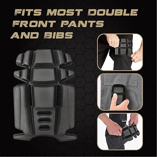 Knee Pad Insert for Work Pants, Uniforms, and Tactical Pants, Breathable Knee Pad Inserts for Gardening, Construction, Flooring, Cleaning, and Garage, 9.3''×6.5''×1'', Black, 3 Pairs