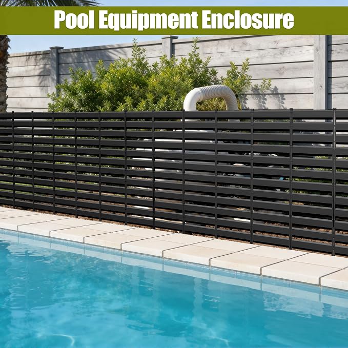 48in H x 45in W Air Conditioner Fence Screen Trash Can Privacy Fence Panels for Outside Unit, Pool Eequipment Enclosure, No Dig Backyard Fencing (Black)