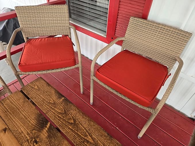 FLYMEI Patio Cushion Covers 24x24x4 Waterproof Outdoor Cushion Cover Replacement 4Packs Outdoor Seat Slipcover for Rattan Chair Sofa, Spice