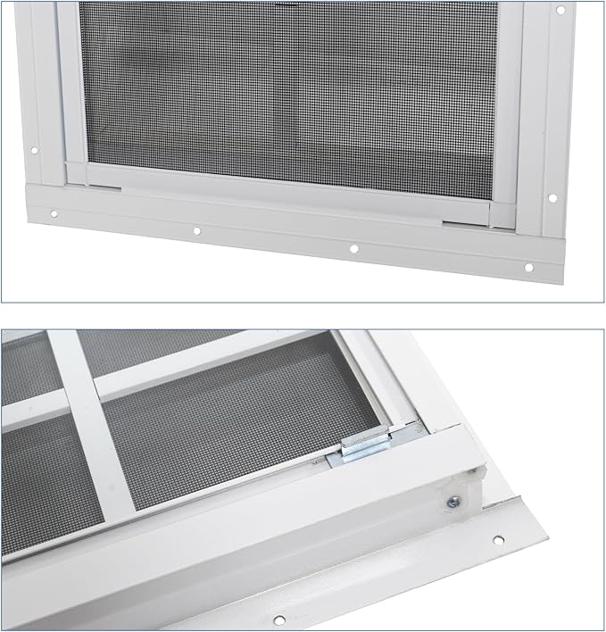 NeatiEase Upgraded Shed Windows 2 Pack, 28" x 28" Windows with Tempered Glass and Stainless Steel Screen for Shed, Chicken Coop, Playhouse, Household, Garage(White)