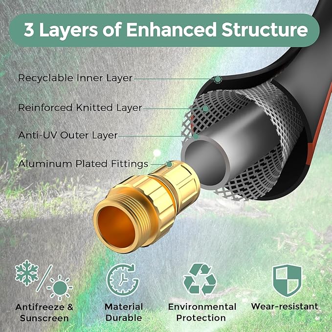Giraffe Tools Garden Hose 5/8" Custom Length, No Kink, Flexible, Leakproof Water Hose, 600 Burst PSI, 4ft Double Female Fittings,Black Orange