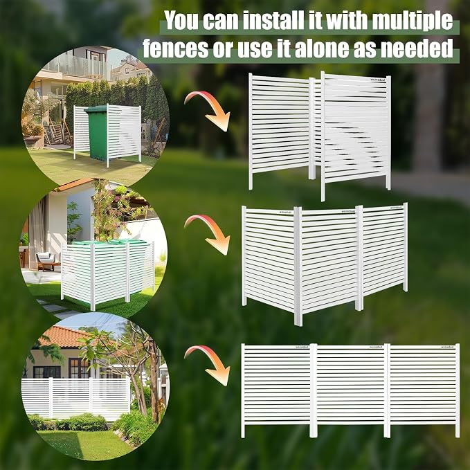 Air Conditioner Fence 3 Panels, 36" W x 45" H Outdoor Trash Can Fence, Easy Assembly Decorative Privacy Screen for AC Units & Pool Equipment