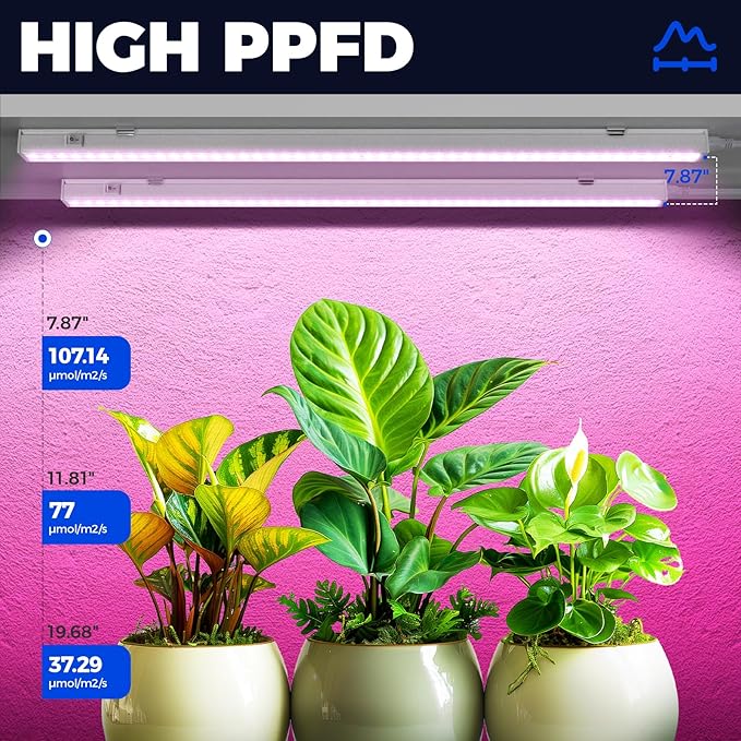 Barrina T5 Grow Lights, Full Spectrum, 2ft 80W (8 x 10W, 500W Equivalent), T5 LED Grow Light Bulbs, Plant Lights for Indoor Plants, Greenhouse, Plug and Play, Pink, 8-Pack