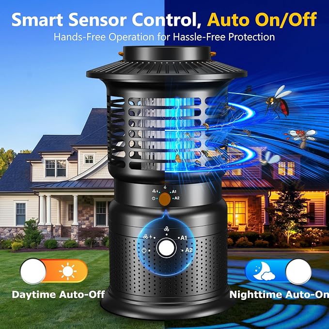 Cordless Bug Zapper Outdoor, Rechargeable Mosquito Zapper with 10,000mAh Battery & Dual Zap + Suction Trap | Quiet, Waterproof Electric Fly Zapper for Patio, Bedroom, Kitchen
