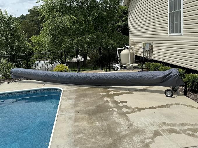 Swimming Pool Solar Reel Cover Heavy Duty Waterproof 18FT | Prevents dirt buildup and weather wear on pool reel system, reducing maintenance effort while keeping outdoor storage neat