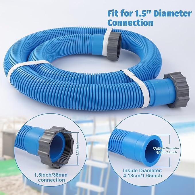 Pool Hoses for Above Ground Pools 1.5" x 59" Pool Pump Hose Filter Pumps Replacement Hose Accessories Fits for Intex Filters Pump Above Ground Pools Sand Filter, 2 Packs