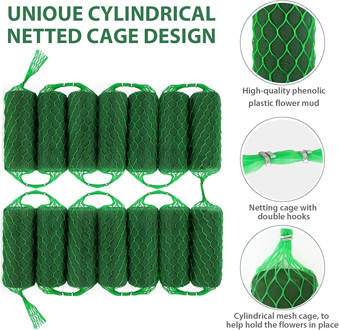 28 Pcs Floral Foam Garland 18.4ft Flower Sponge Blocks Kit, Absorption Flower Holder Arch Door Tabletop Flower Arrangement Material Floral Craft Wet Foam Blocks for Home Wedding Holiday Decoration