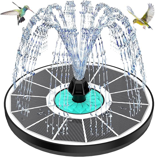 Solar Fountain Cyan Flower, Upgrade 3.5W Solar Bird Bath Fountains, Solar Powered Water Fountain with 7 Nozzles, 4 Fixed Pipes for Hummingbirds, Bird Bath, Garden, Pool, and Pond