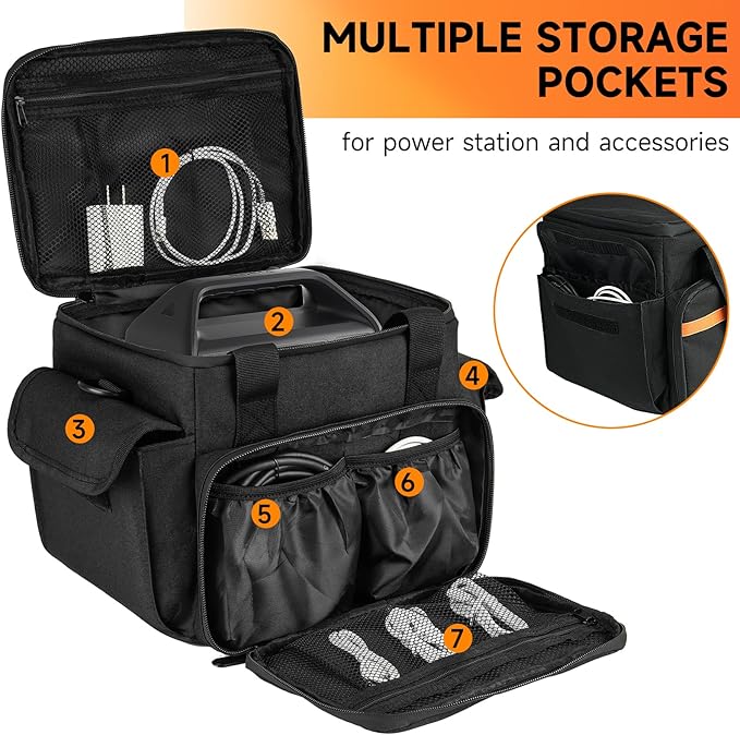 LEFOR·Z Carrying Case Compatible with Jackery Explorer 240 v2/300/Anker Solix C300, Portable Power Station Travel Storage Bag with Multiple Pockets for Charging Cable and Accessories(Bag Only)