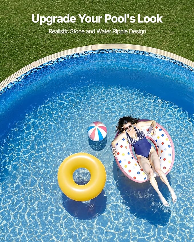 VEVOR 27-ft Round Above Ground Pool Liner, Overlap Pool Liners, Standard Gauge Vinyl, 48-to-54inch Wall Height, Designed for Steel Sided Above-Ground Swimming Pools