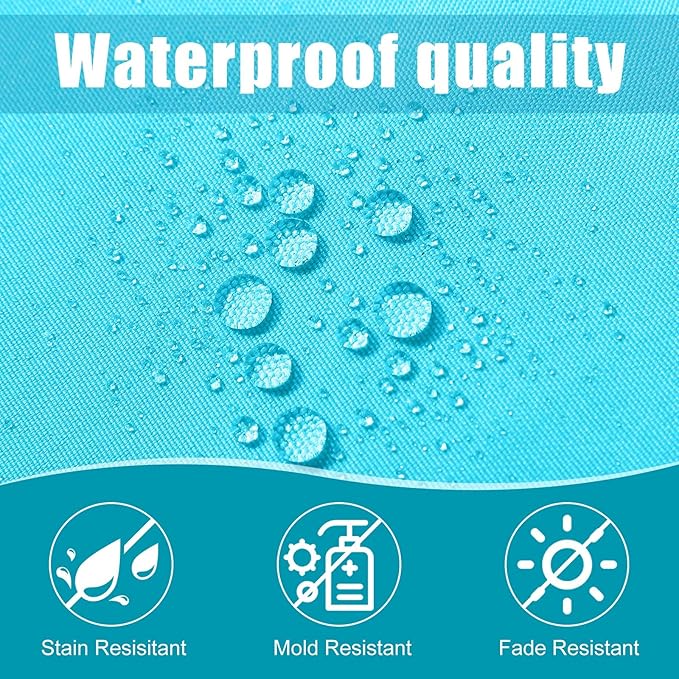 DoubleFill 2 Pcs Outdoor Ottoman Cushion 23"x19"x3" Waterproof Fade Resistant Outdoor Footstools Cushion Removable Patio Ottoman Cushions with Adjustable Fixing Strap for Stool (Lake Blue)