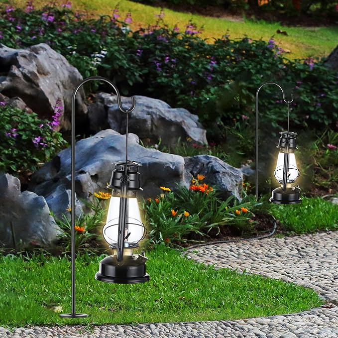 Therwen 20 Pcs 28 inch Adjustable Outdoor Shepherd Hooks Small Garden Bird Feeder Stand Heavy Duty Shepards Hook for Garden Decor, Plant Hanger, Lantern Hook, Solar Light Hanging