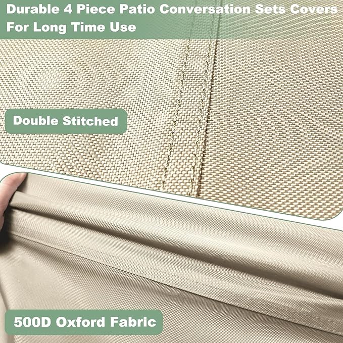 Gasadar Outdoor Furniture Cover Waterproof, Patio Furniture Set Covers for Patio Loveseat, Chair and Coffee Table, Beige & Brown