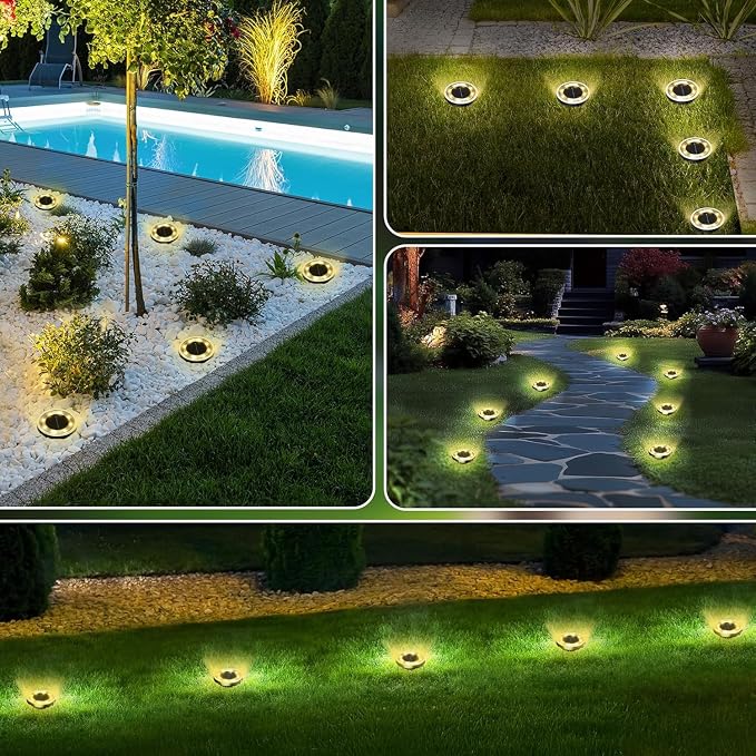 INCX Solar Ground Lights, 24 Pack Solars Light Outdoor Waterproof, Solar Garden Lights Landscape Lighting for Patio Pathway Lawn Yard Deck Driveway Walkway, Warm White