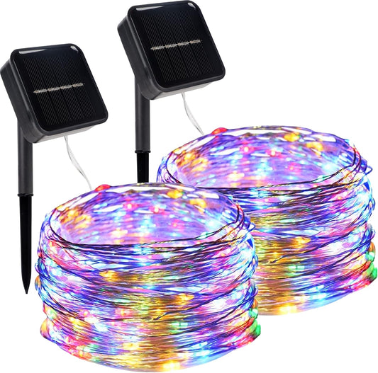 Twinkle Star 2 Pack Solar Christmas Lights Outdoor, Total 80 FT 240 LED Solar Powered Christmas Fairy Lights Waterproof with 8 Modes for Patio Garden Party Backyard Wedding Decorations Multicolor