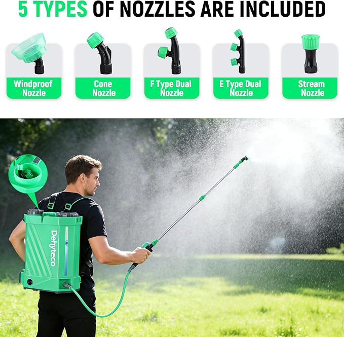 Battery Powered Backpack Sprayer with Mixer 4.2 Gallon, 5 Nozzles & Goggles | Upgraded Backrest & Strap, Adjustable PSI 0-100, Compatible with Makita 21V/2.6Ah Battery & Charger
